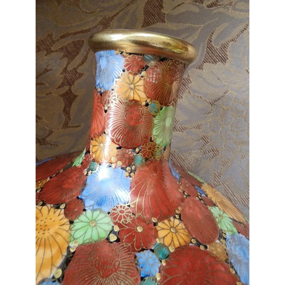 Antique Japanese Satsuma Vase Arhat figures Meiji‎ period